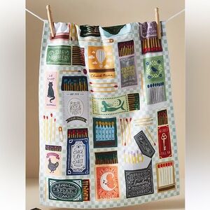 Anthropologie Dish Towel embroidered matches perfect colorful tea home decor
